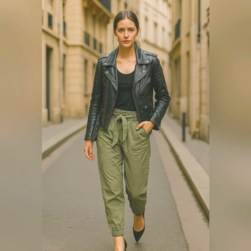 Streetwear Society Cargo Green Paperbag Waist Pants Size Large NWT